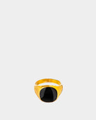 Anello in acciaio dorato con pietra nera - Anelli in acciaio inossidabile - Acquista anelli online - Gioielli Unisex Online - Dicci