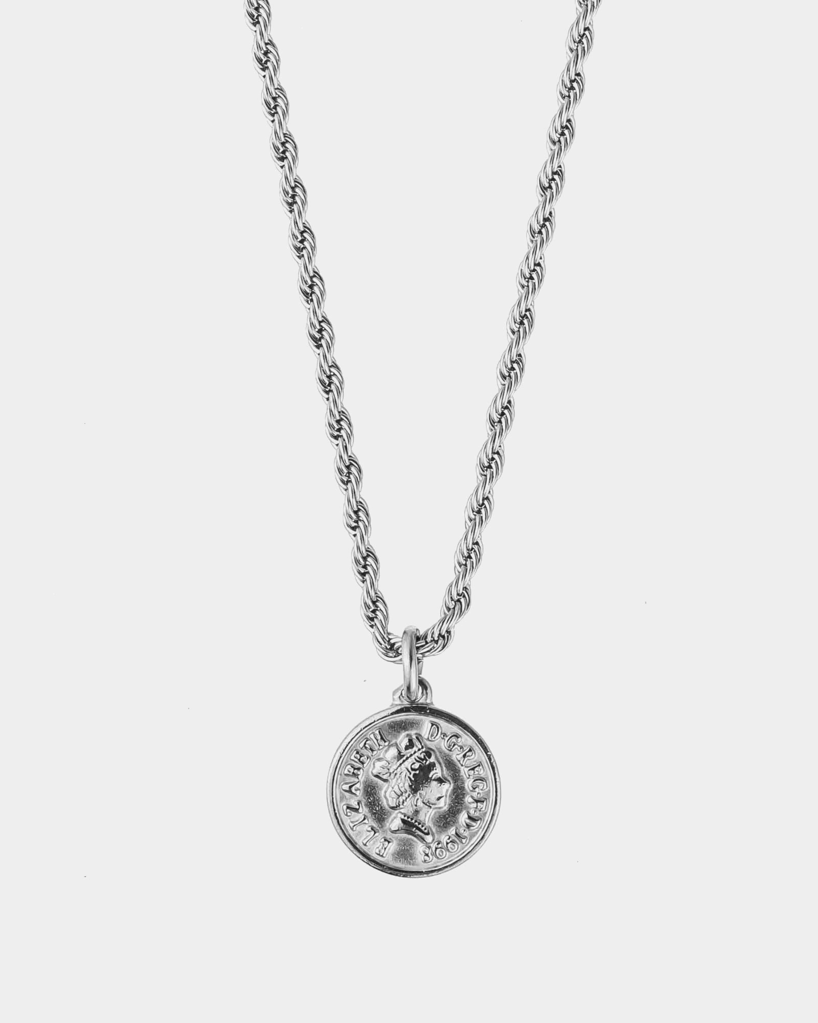 Elizabeth Coin - Stainless Steel Necklace with 'Elizabeth Coin' Pendant - Online Unissex Jewelry - Dicci