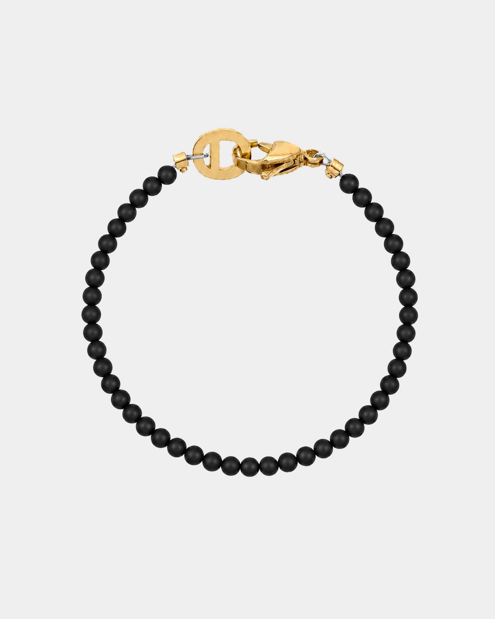 Golden Matte Black Onyx Bracelet 4mm - Natural Stone Bracelet - Dicci