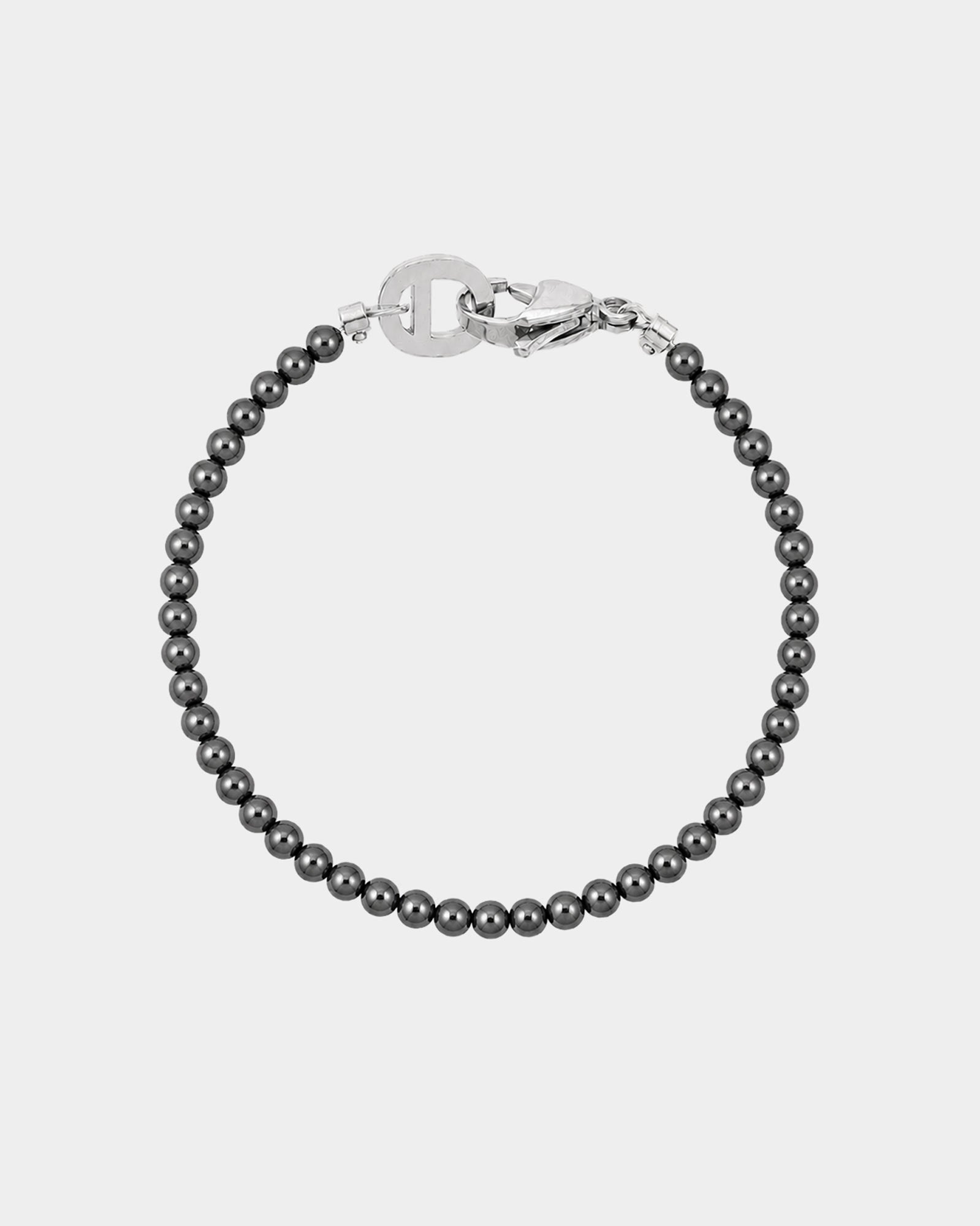 Silver Dark Hematite Bracelet 4mm - Natural Stone Bracelet - Dicci