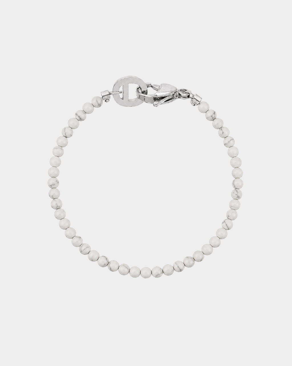 Bracciale in howlite argentata da 4 mm - Bracciale in pietra naturale - Dicci