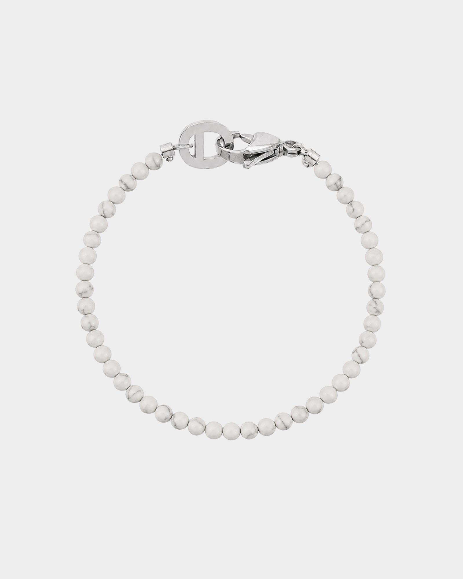 Silver Howlite Bracelet 4mm - Natural Stone Bracelet - Dicci