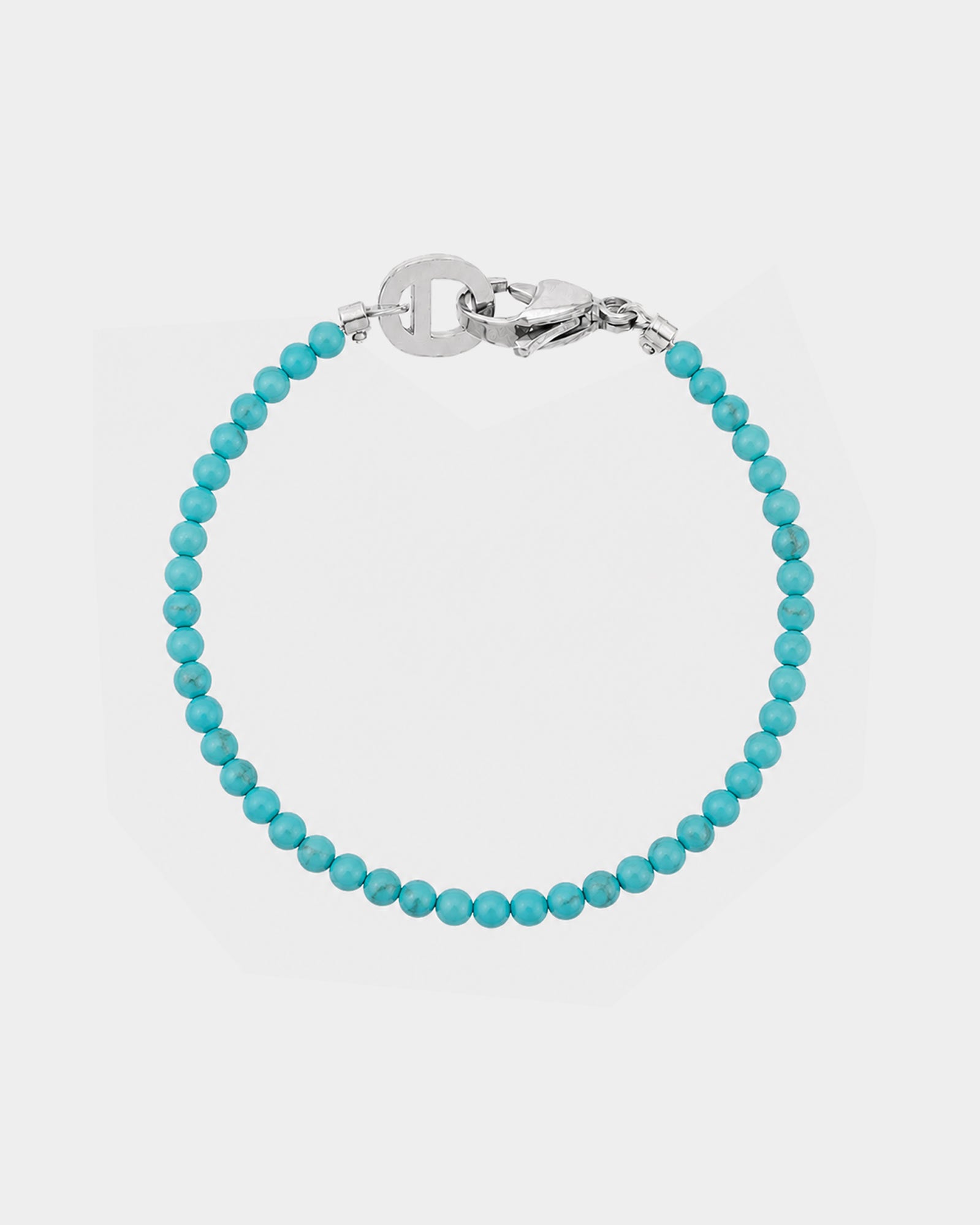 Silver Turquoise Bracelet 4mm - Natural Stone Bracelet - Dicci