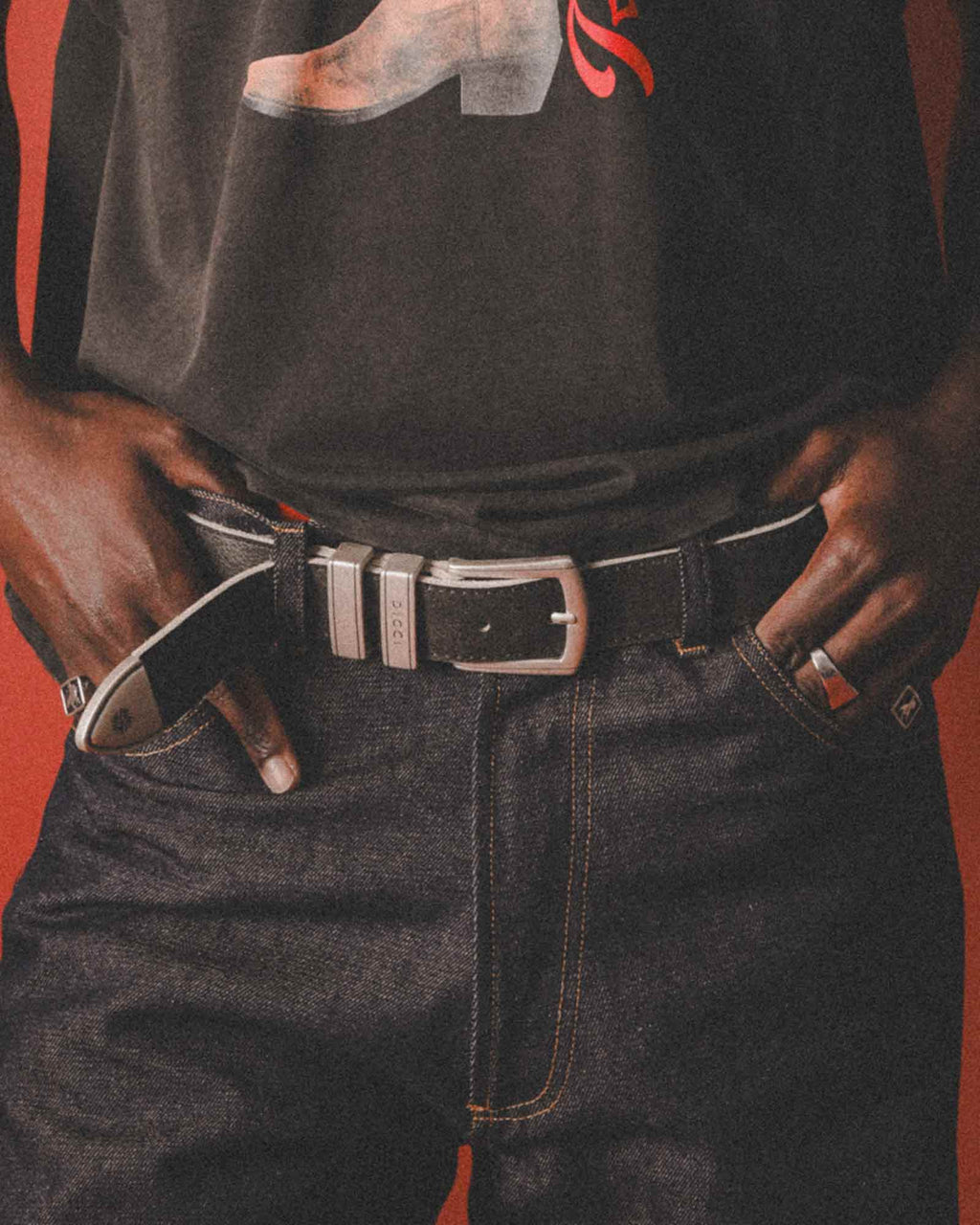 Cinto de couro preto vintage - WRONG SENSE® X DICCI