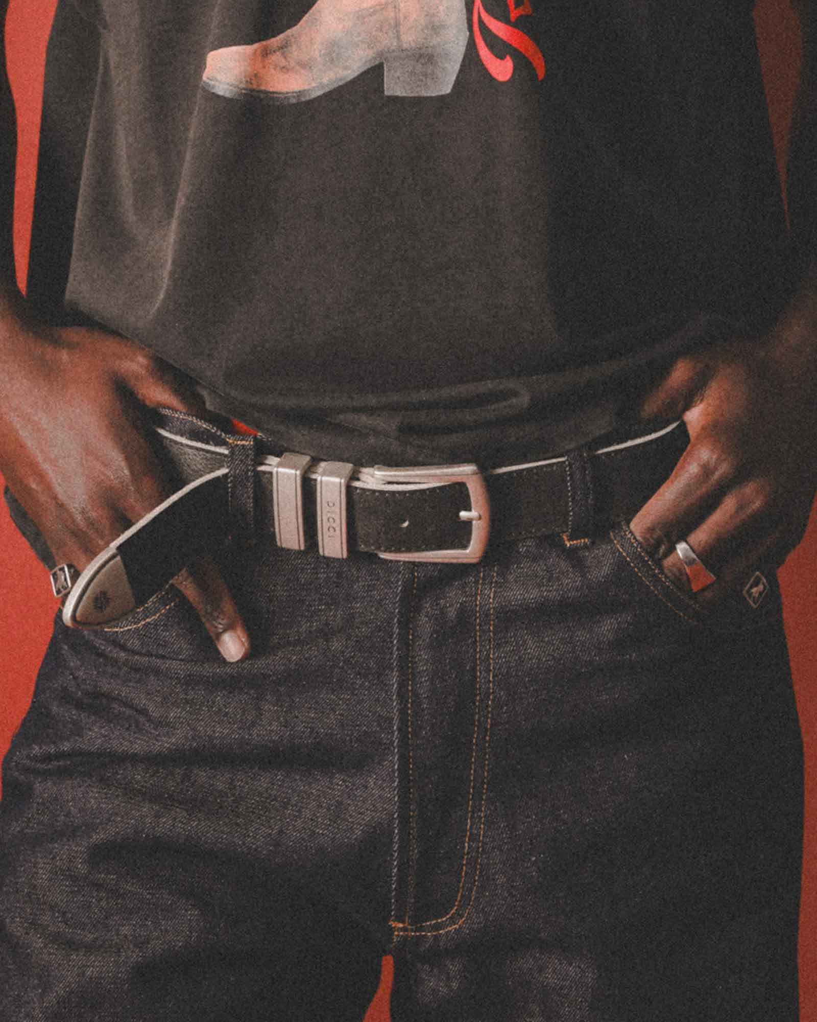 Cinto de couro preto vintage - WRONG SENSE® X DICCI