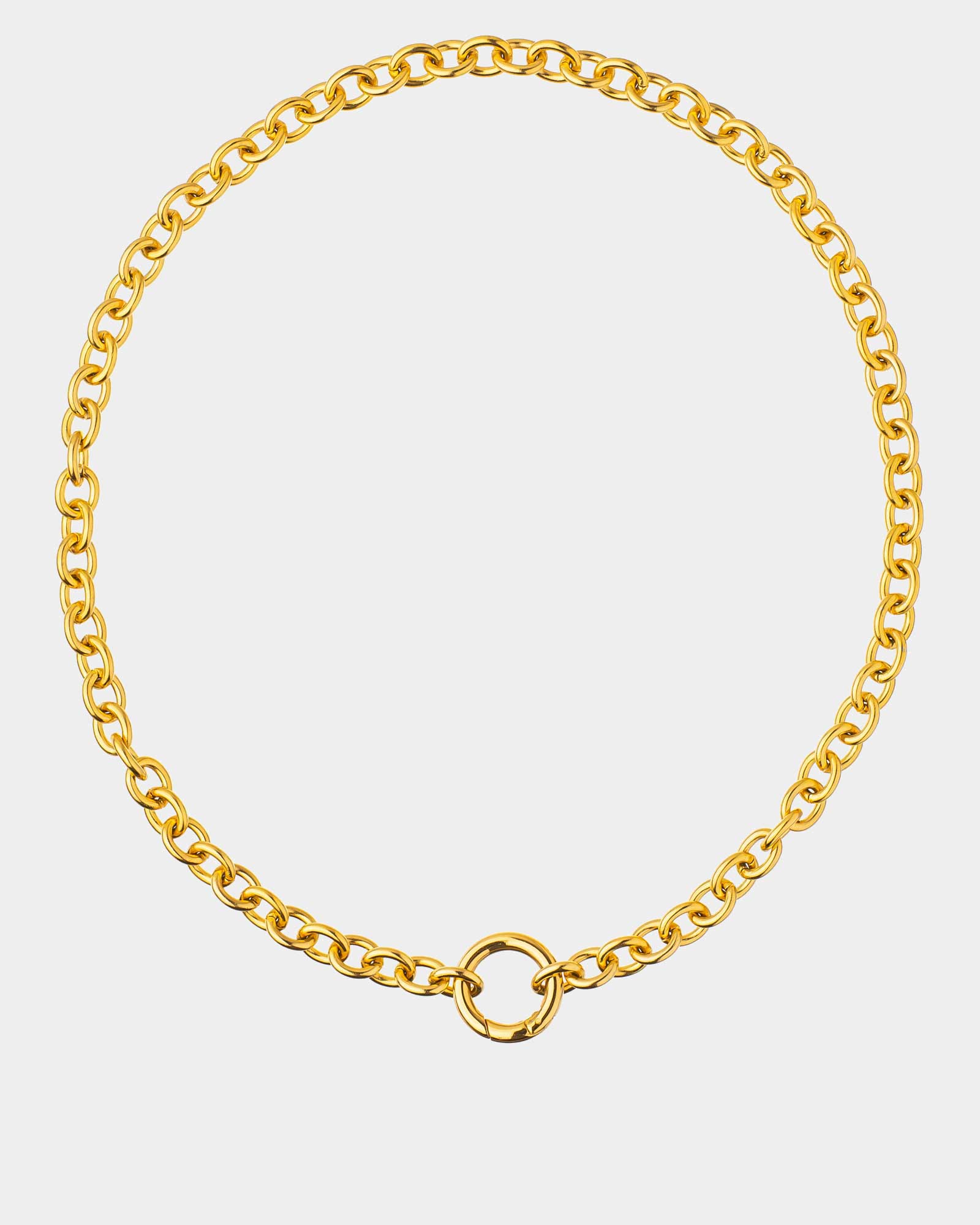 Golden ring necklace in stainless steel
