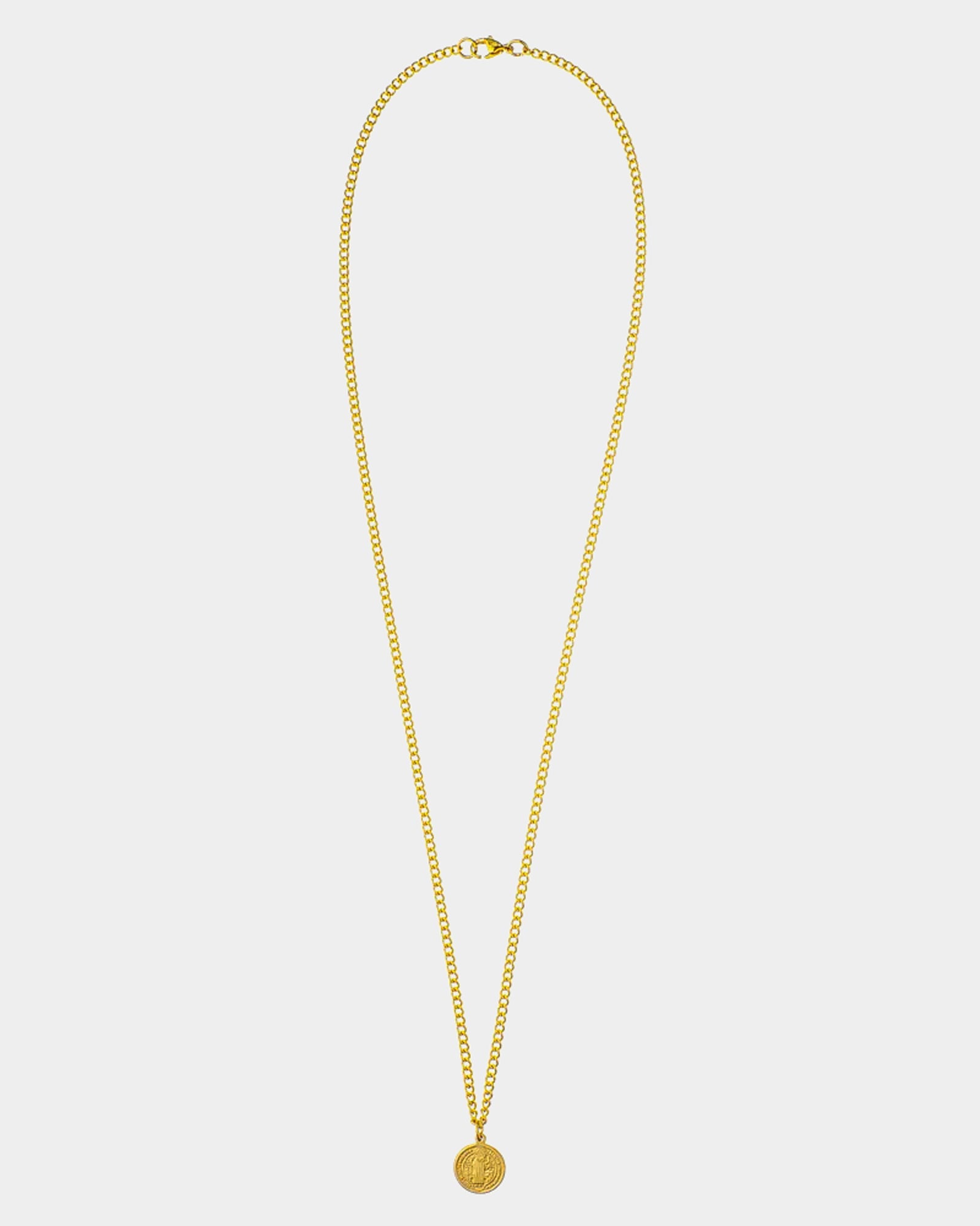 golden Collar de San Benito - Collar de Acero Inoxidable Dorado con Colgante de 'San Benito' - Joyeria Unisexo Online - Dicci