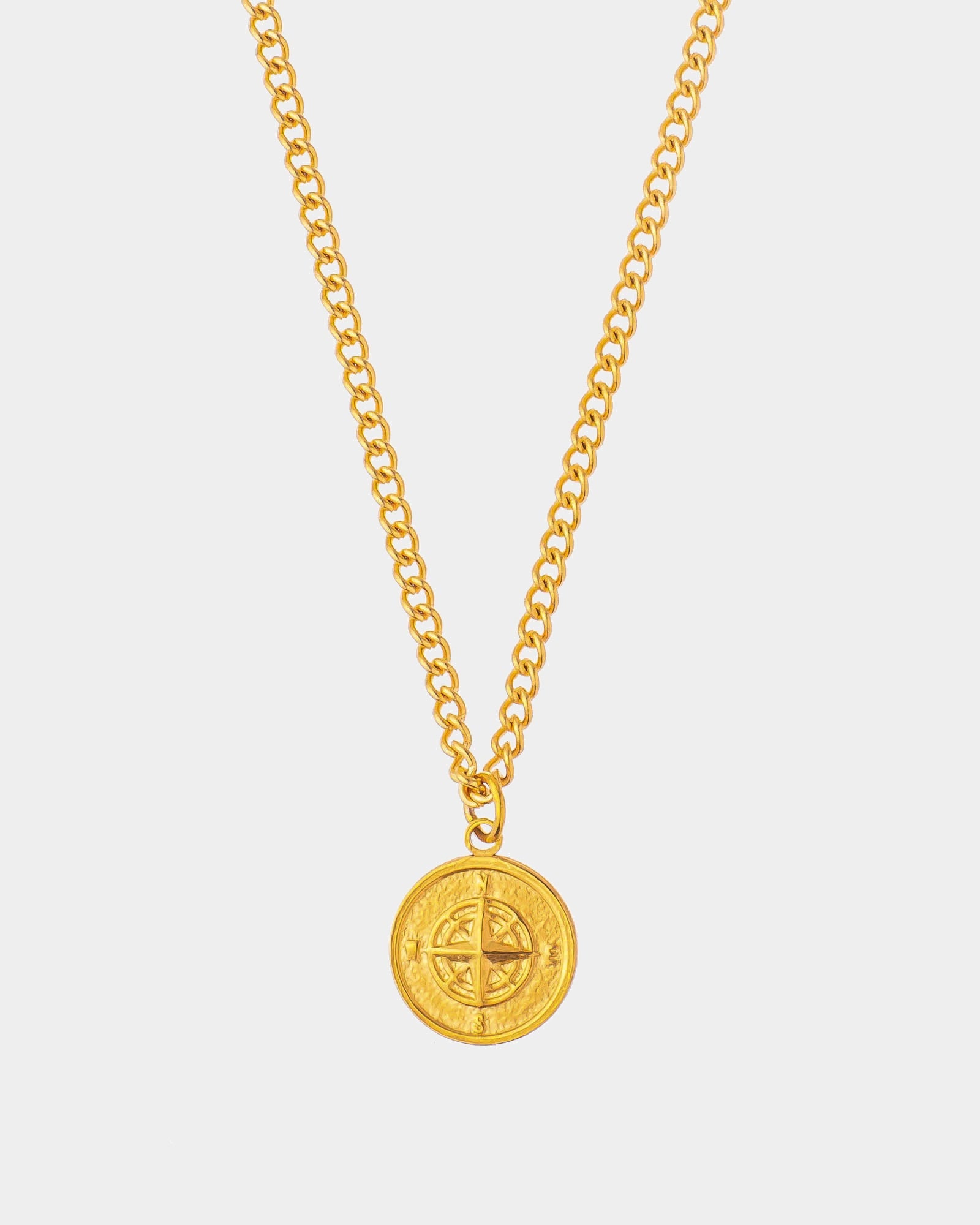 Collar Rosa de los Vientos - Collar de acero inoxidable dorado con colgante de 'Rosa de los Vientos' - Joyería Unisexo Online - Dicci