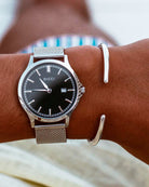 Portofino - 925 sterling silver plated bracelet on the models wrist - Online Unissex Jewelry - Dicci