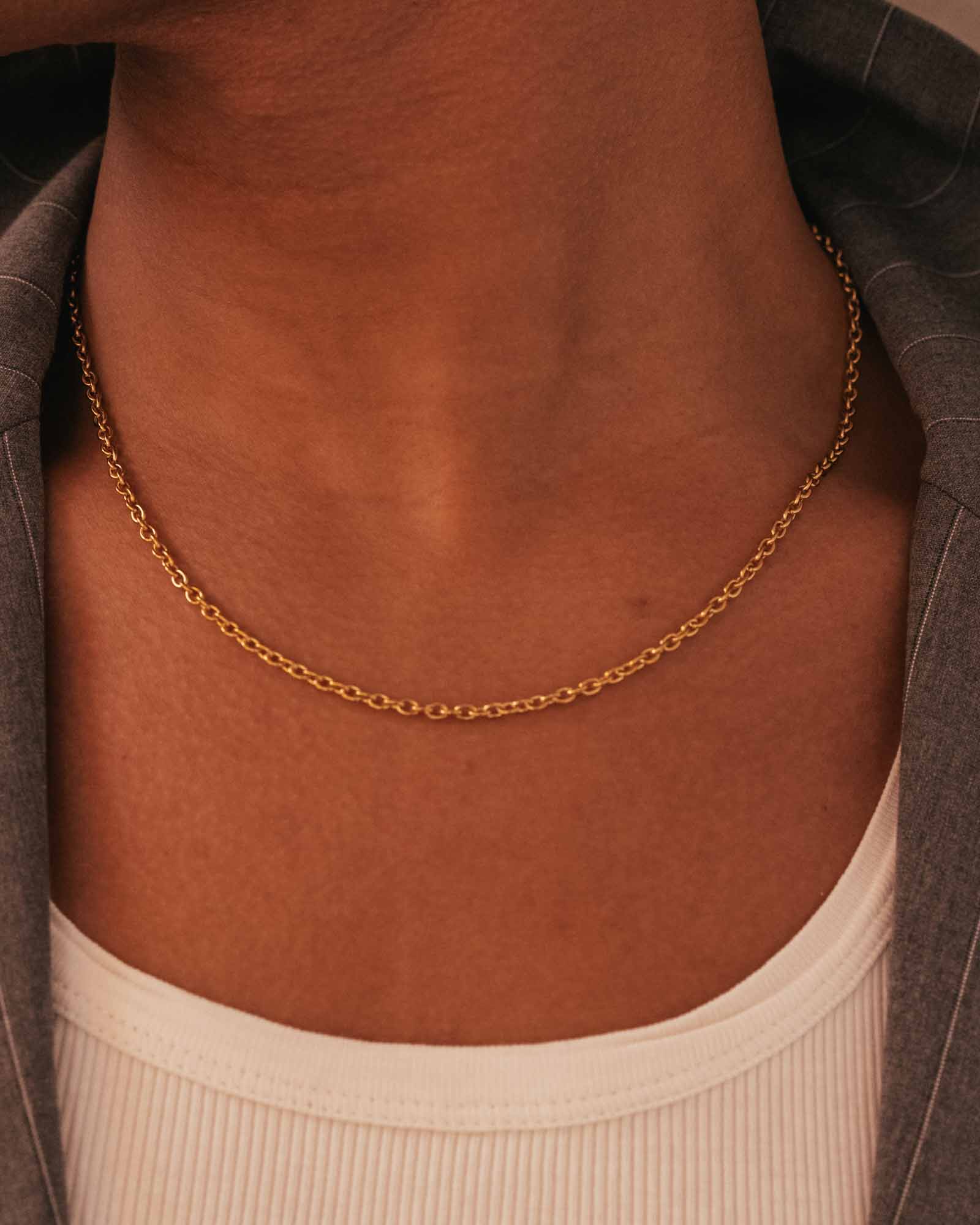 Cable Chain Necklace 3mm Golden stainless steel
