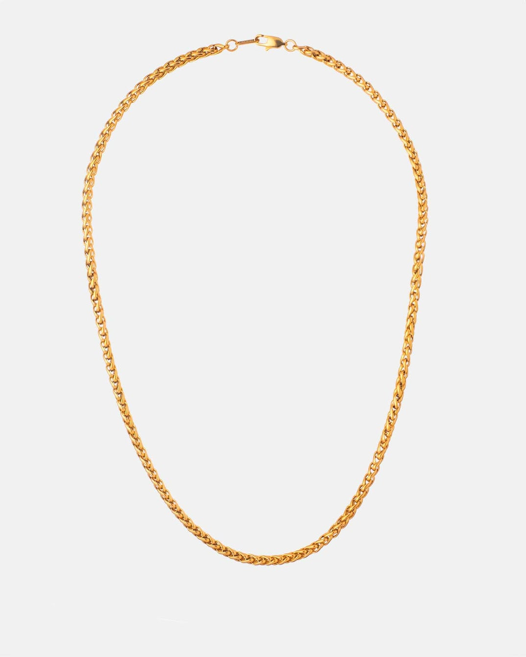 The Golden Wheat Chain Necklace 5mm by Dicci, 316L stainless steel piece, handcrafted and waterproof. A timeless design.