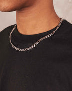 silver Flat Cuban Chain Necklace 6mm
