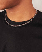 Collar de cadena cubana plana de plata de 4 mm