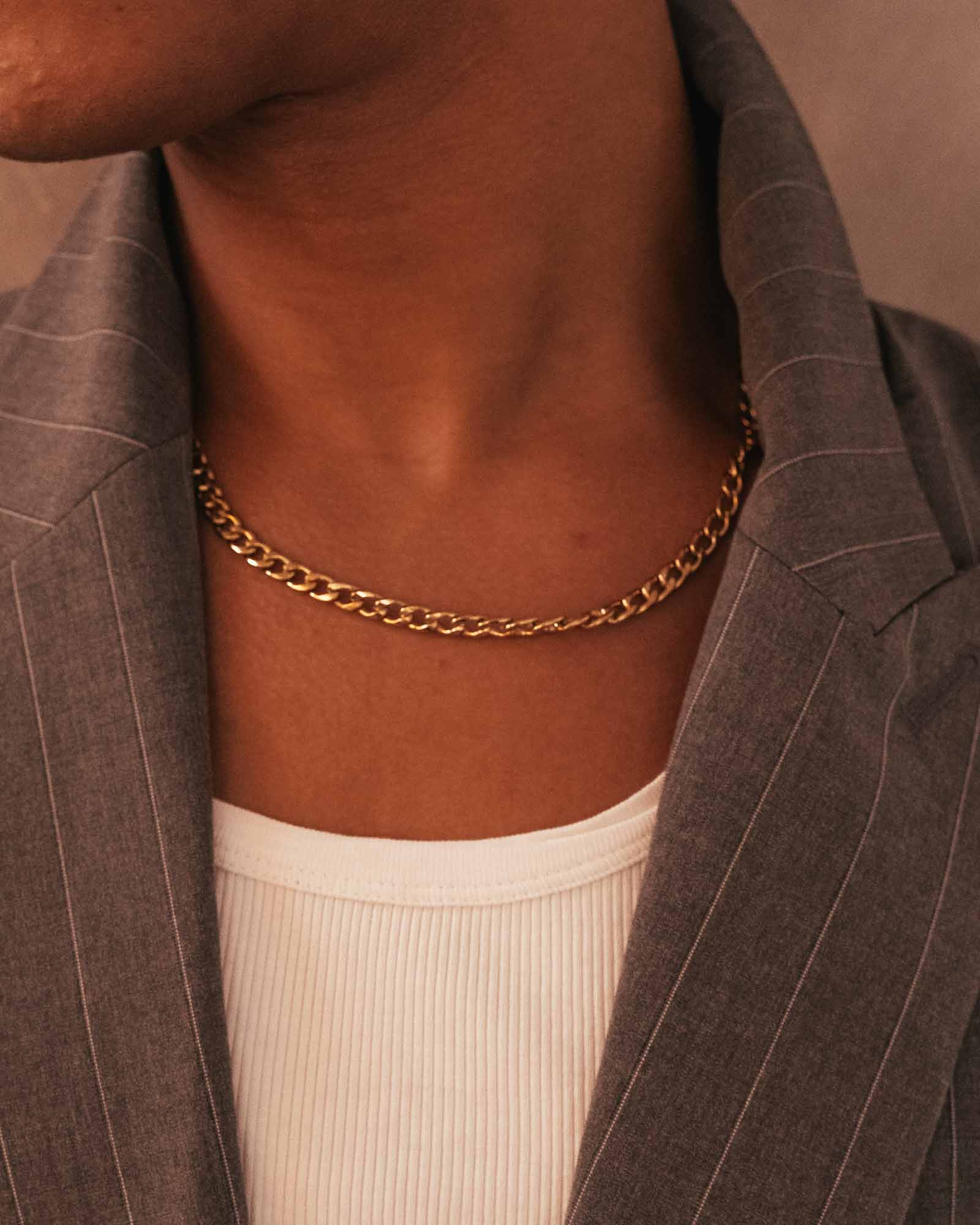 Flat Cuban Chain Necklace 4mm Golden