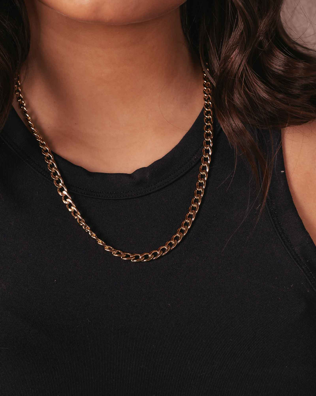 Flat Cuban Chain Necklace 6mm Golden