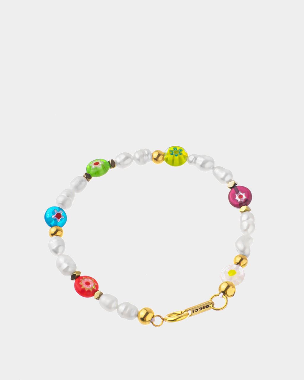 Flower Power - Pulseira de Pérolas e Pedras de Vidro - Pulseiras Unissexo Online - Dicci