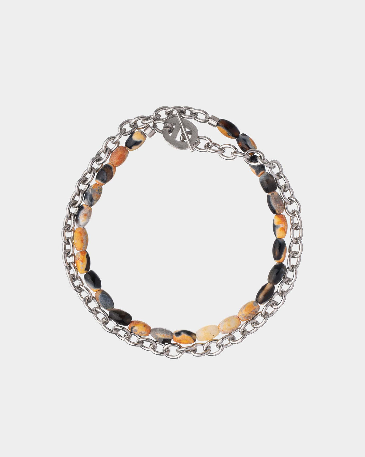 Pulseira de Pedra Natural Bumble Bee Jasper e Corrente