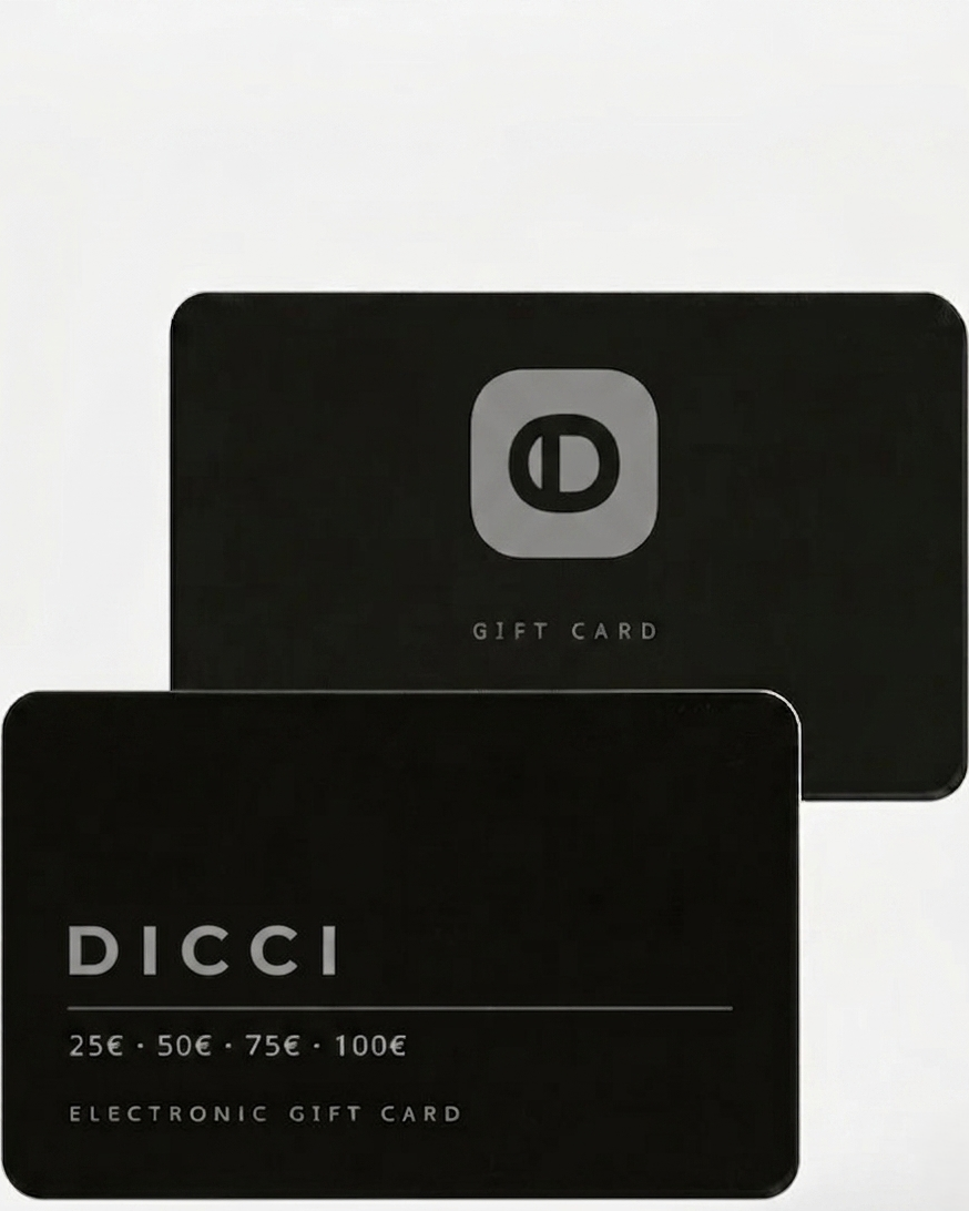 Gift card with DICCI branding on a white background