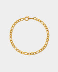 Gold chain bracelet on a light gray background