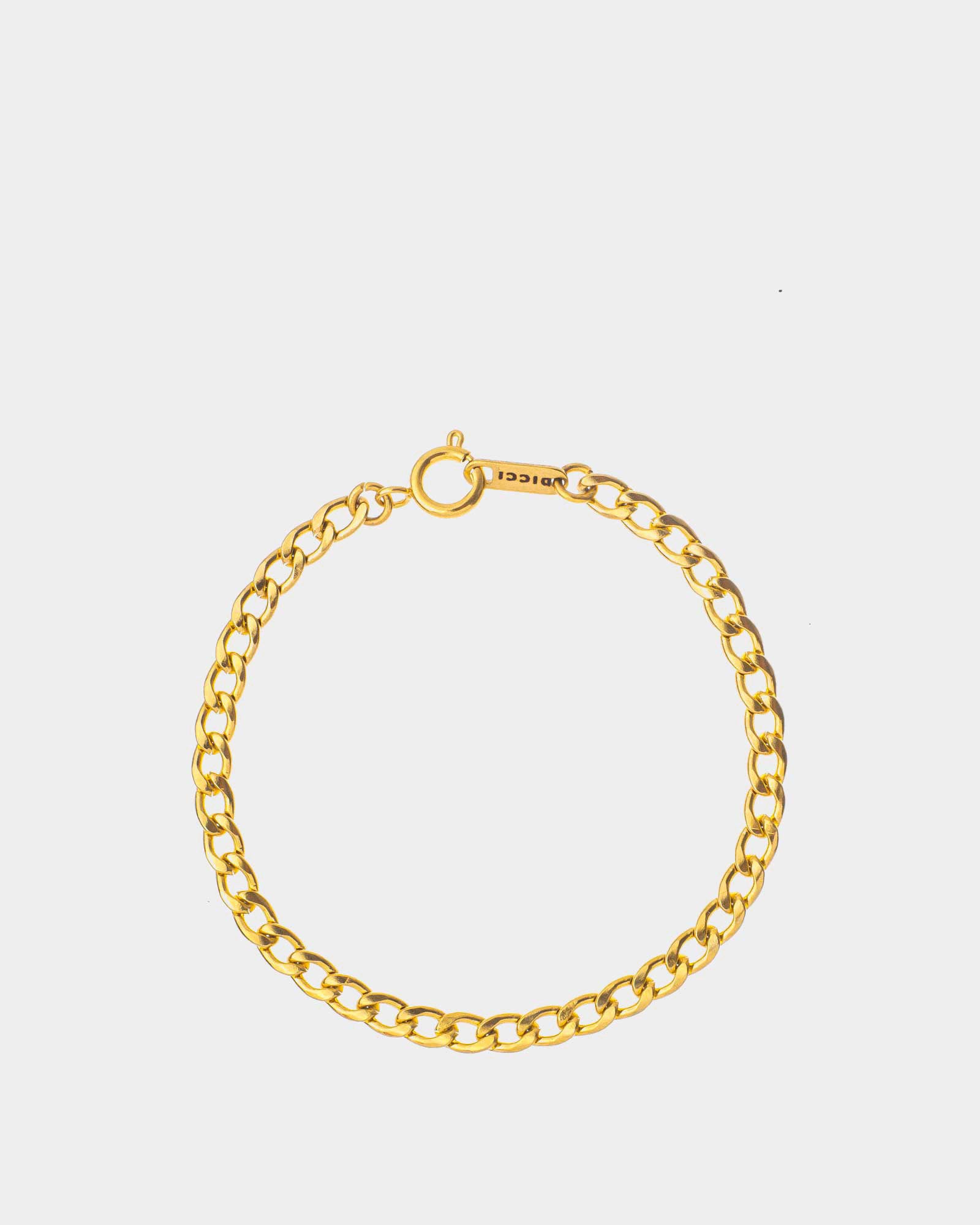 Golden flat cuban chain bracelet 4mm in stainless steel