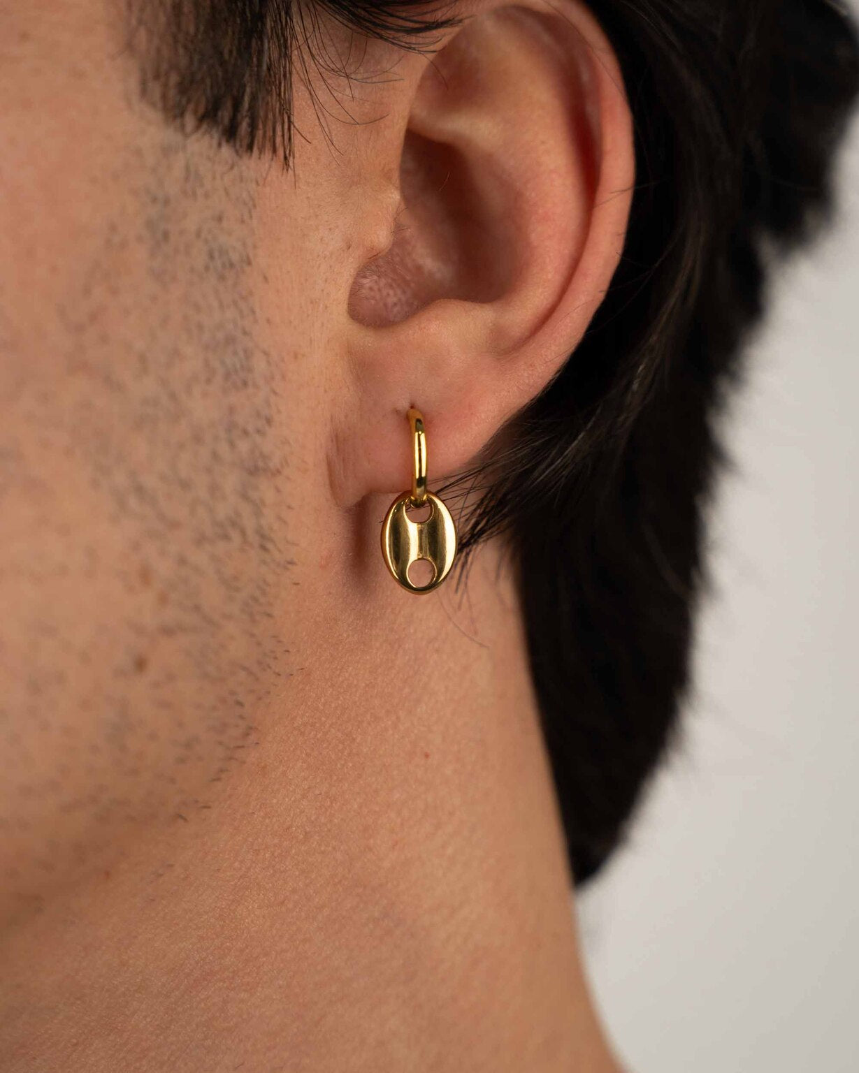 Golden Steel Earring Coffee Bean - Golden Earring