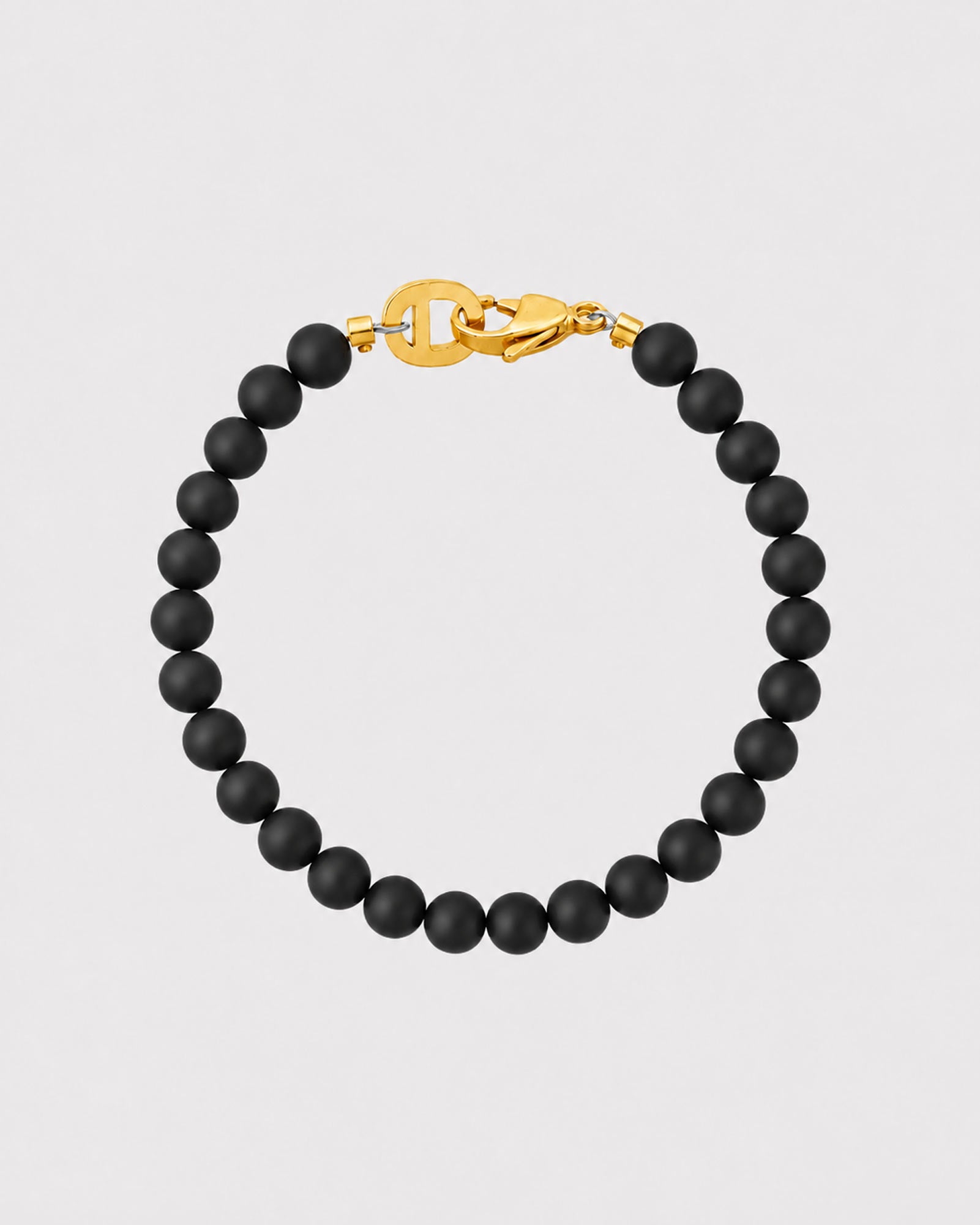Golden Matte Black Onyx Bracelet 6mm - Natural Stone Bracelet - Dicci