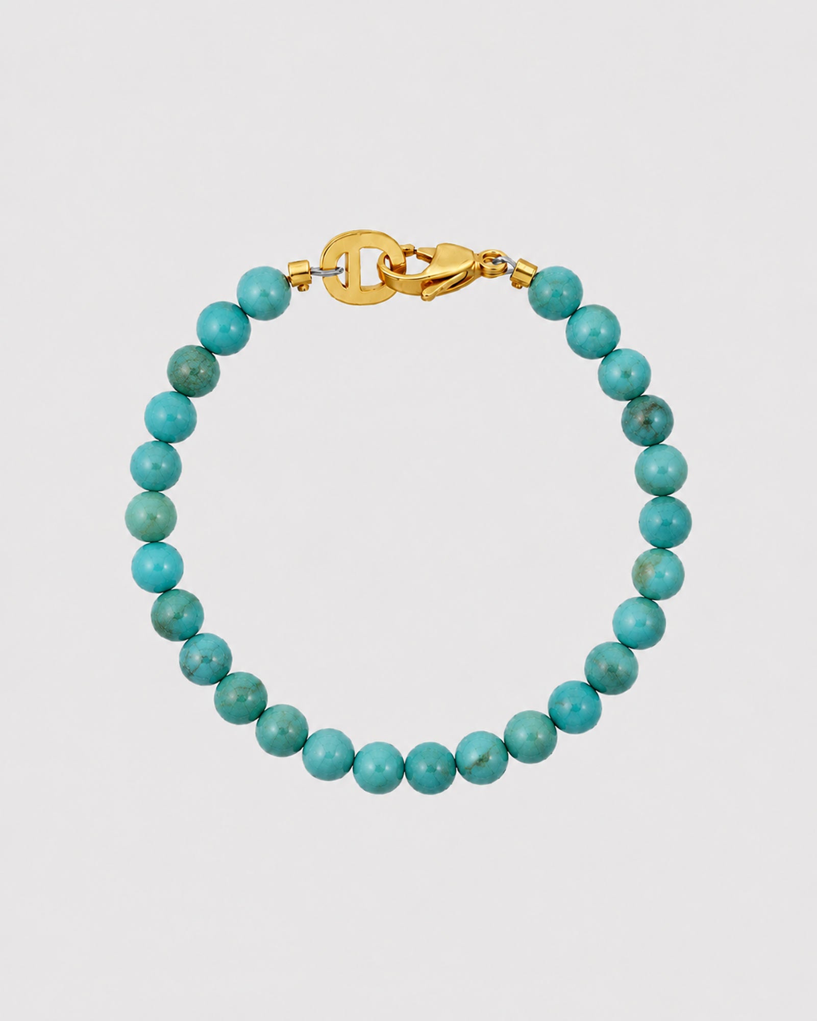 Golden Turquoise Bracelet 6mm - Natural Stone Bracelet - Dicci