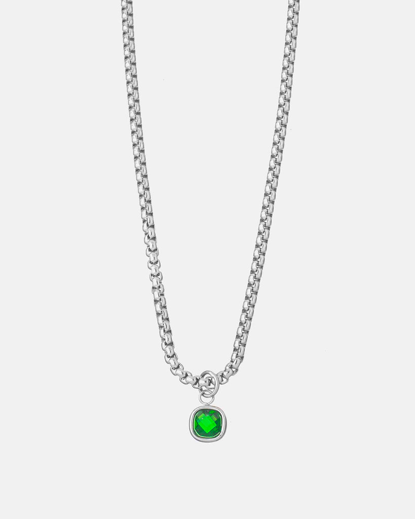 Green Crystal Stainless Steel Necklace - Jewelry Online - Dicci