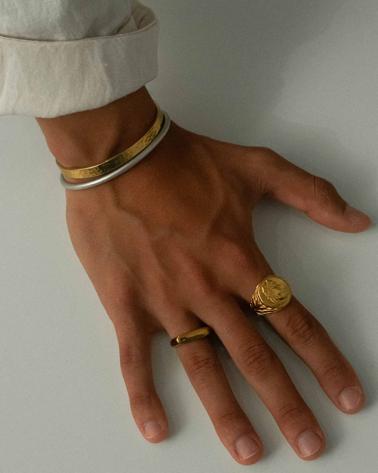 Golden Hammered Cuff Bracelet