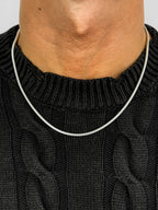 Regular snake chain necklace 2.8mm in 925 silver worn by model