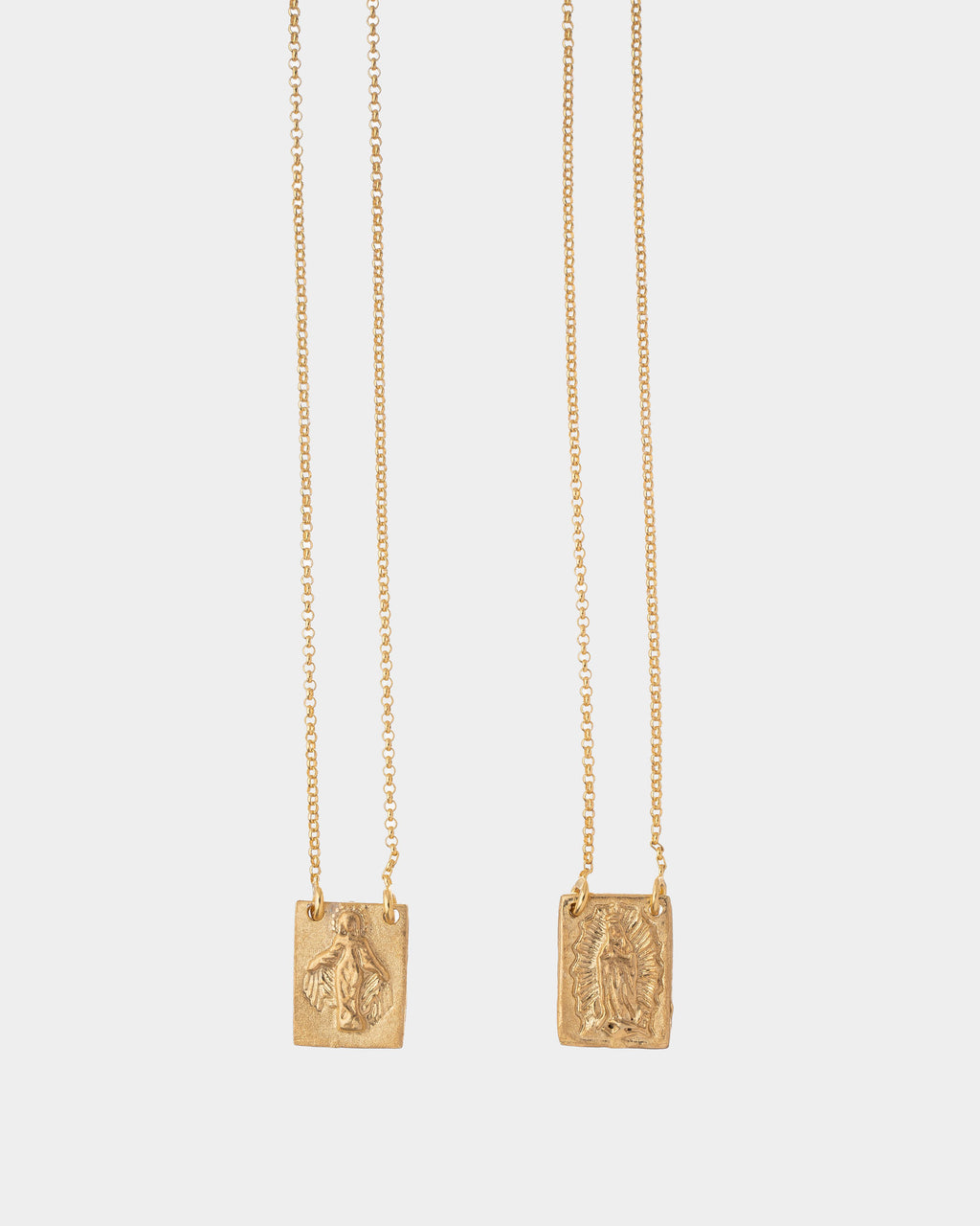 Golden Lady of Guadalupe and Miraculous Medal Scapular closeup