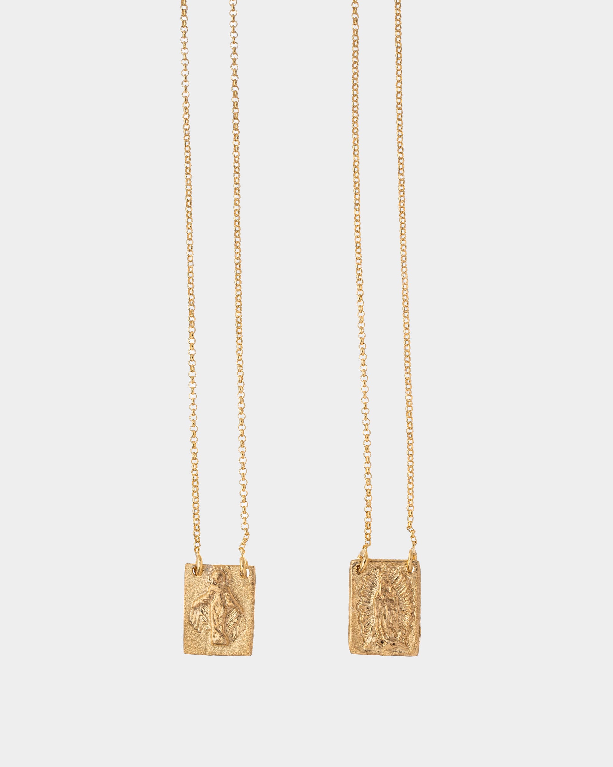 Golden Lady of Guadalupe and Miraculous Medal Scapular closeup