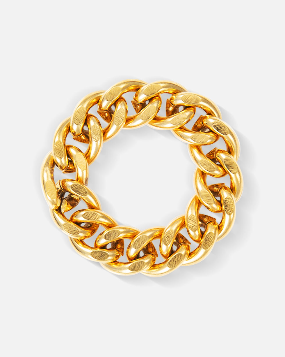 Golden Flat Cuban Ring