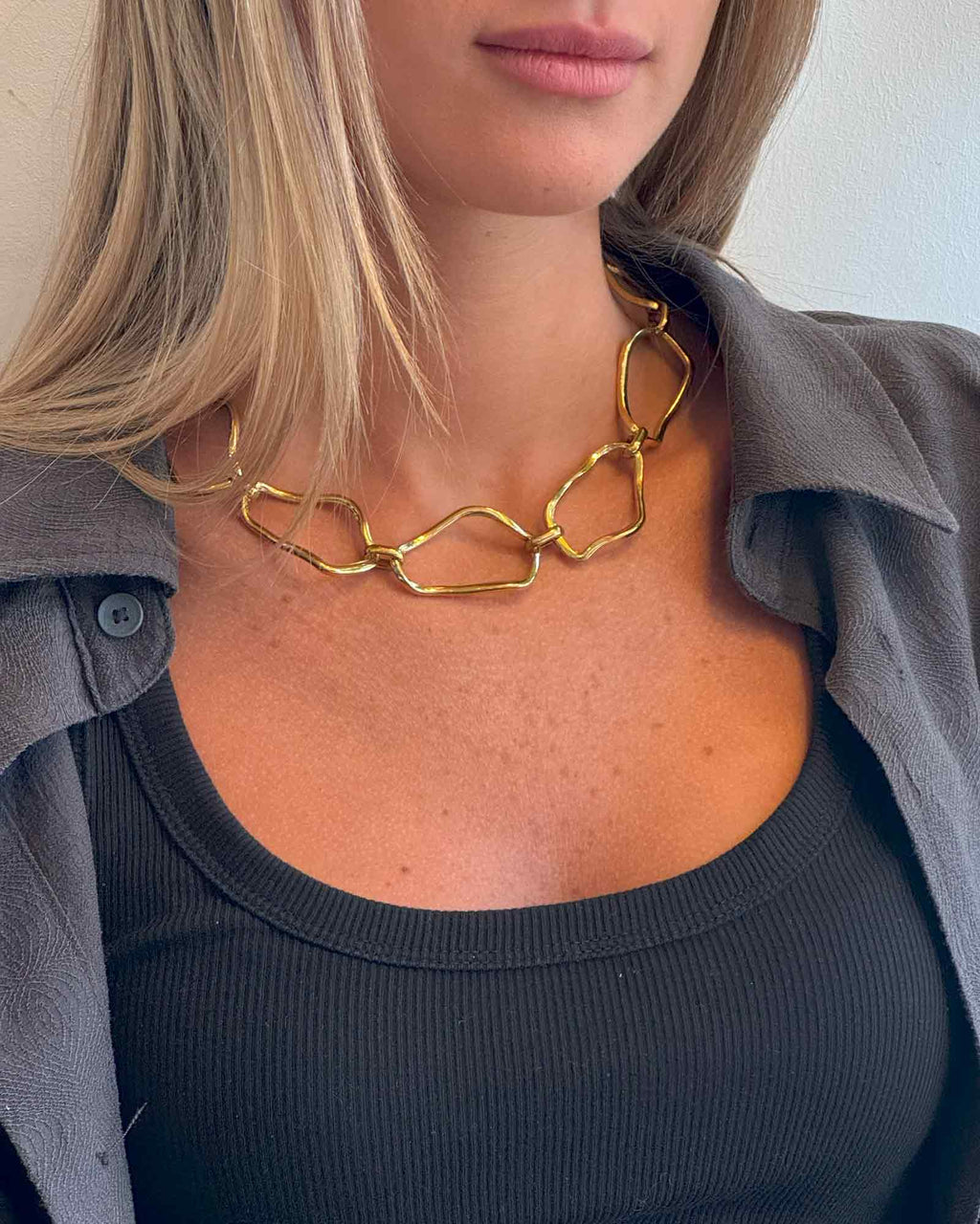 Organic Golden Chain Necklace- Chunky Necklace- DICCI