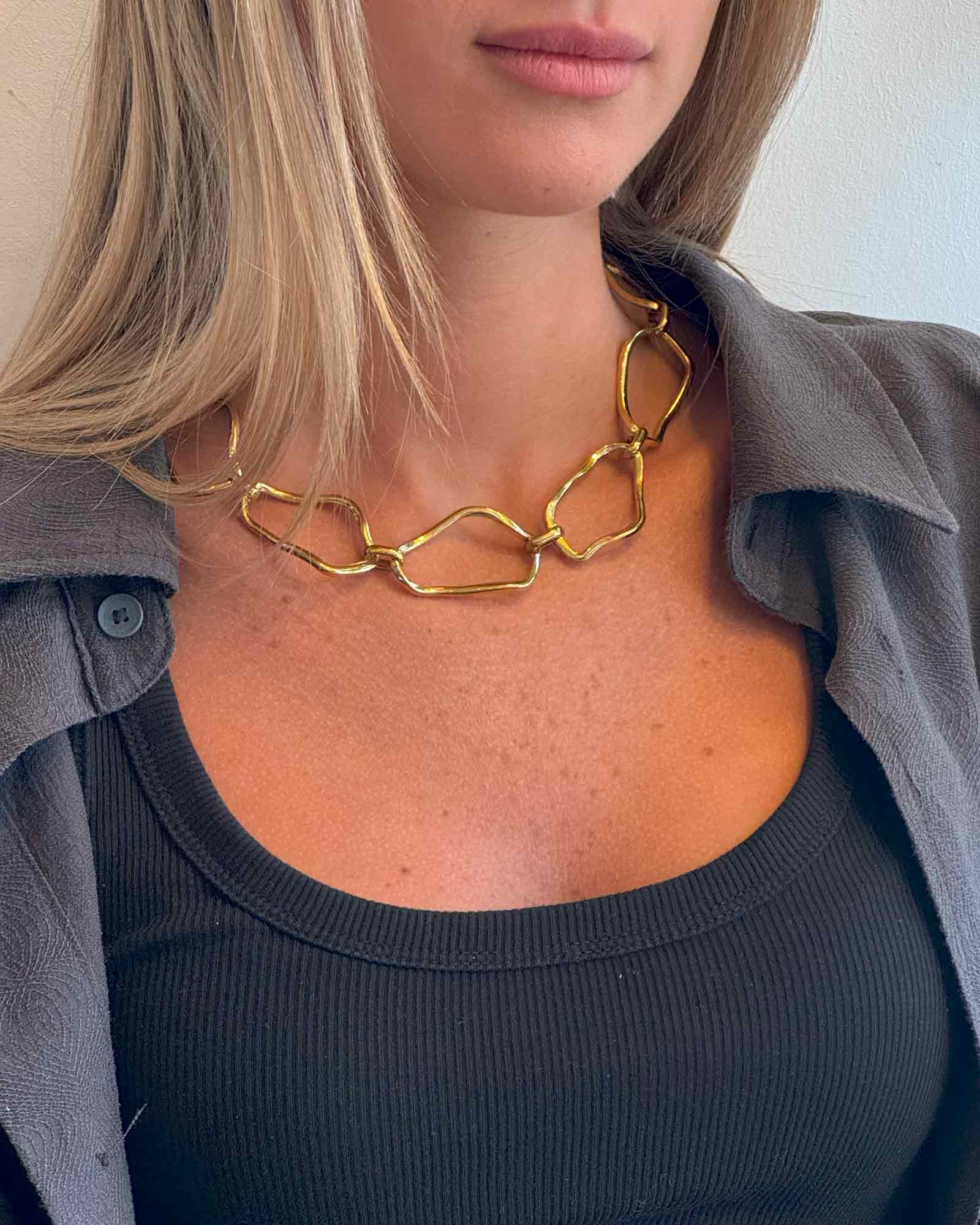 Organic Golden Chain Necklace- Chunky Necklace- DICCI