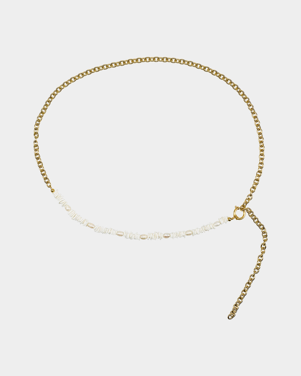 Pearl belly chain golden cable