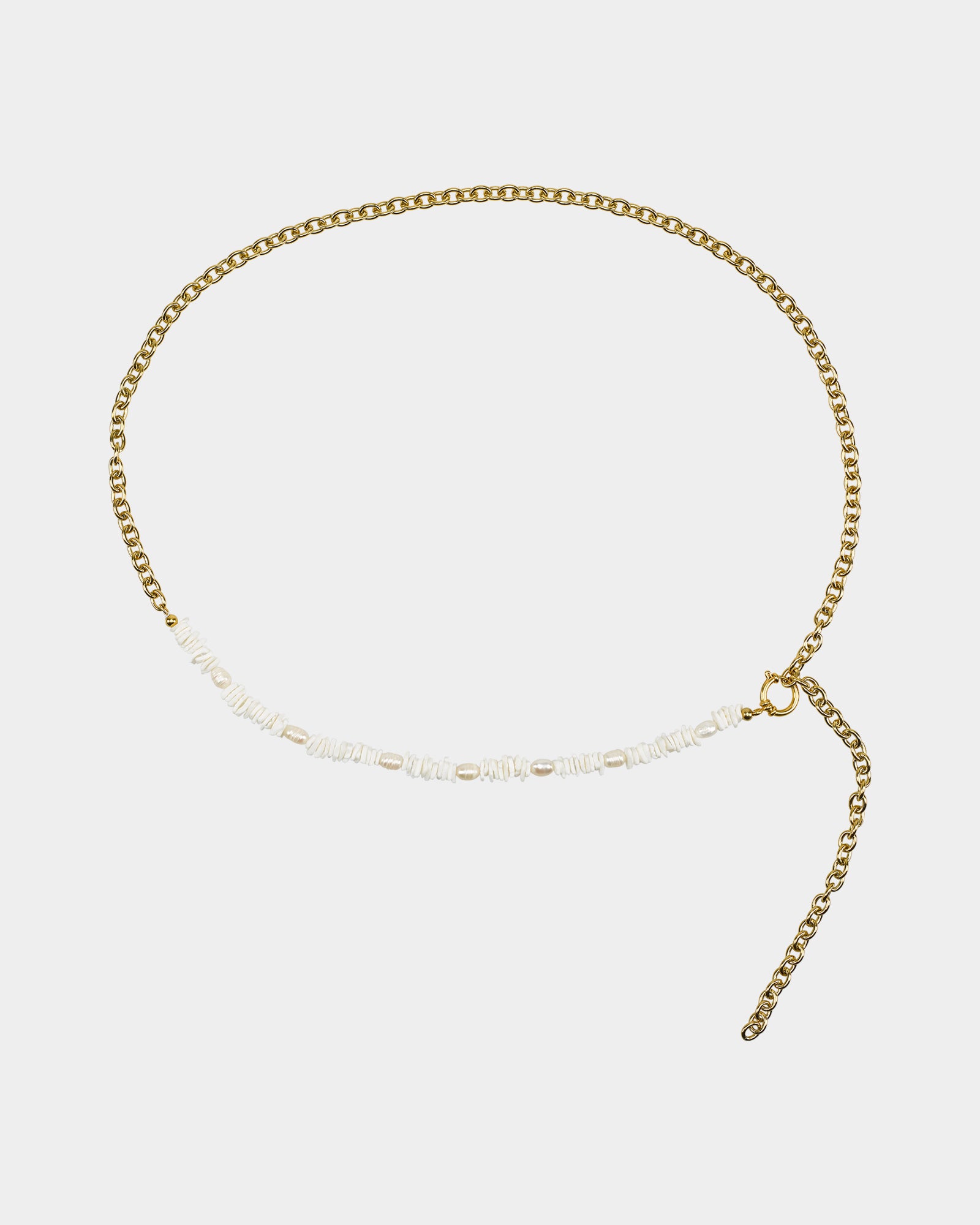 Pearl belly chain golden cable