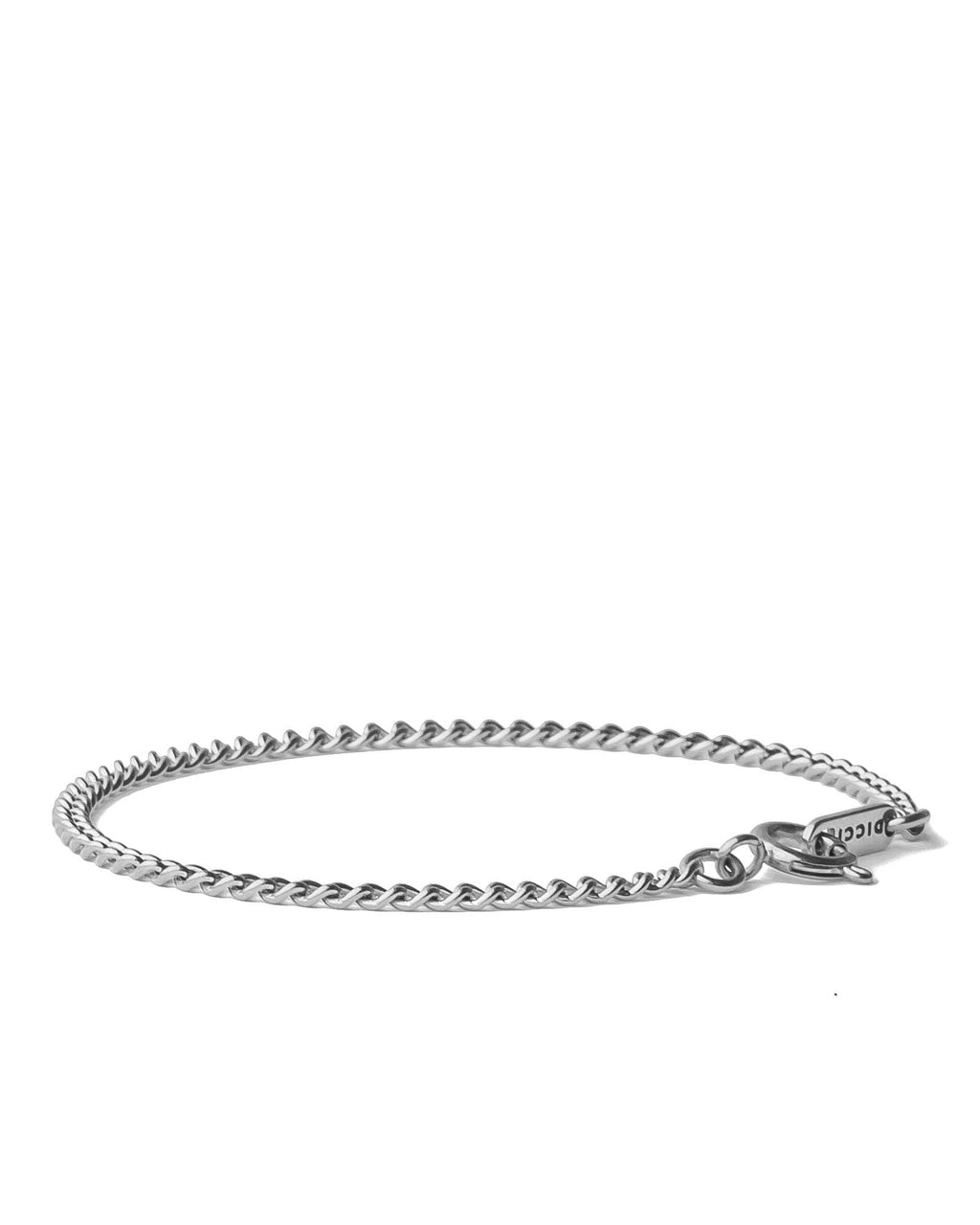 Silver curb cuban chain bracelet close-up