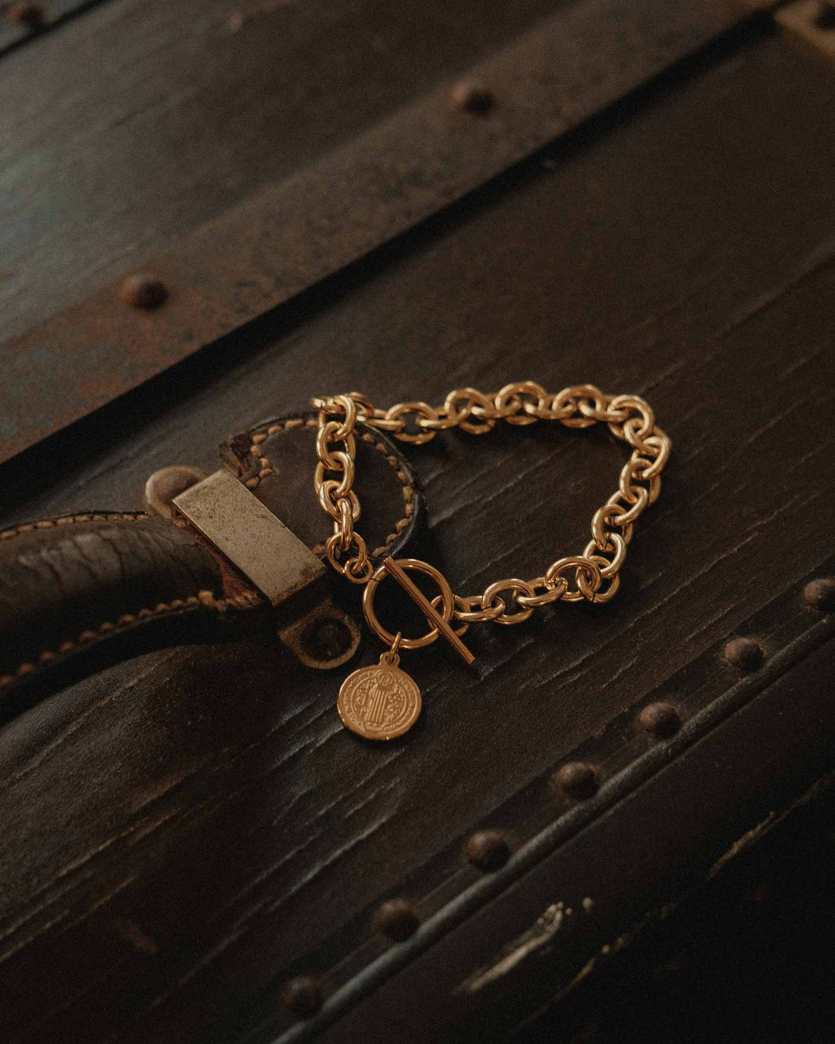 Golden St. Benedict's bracelet detail