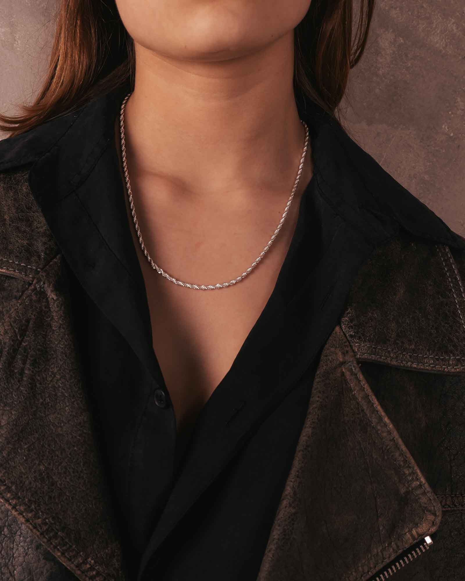 Rope Chain Silver Necklace