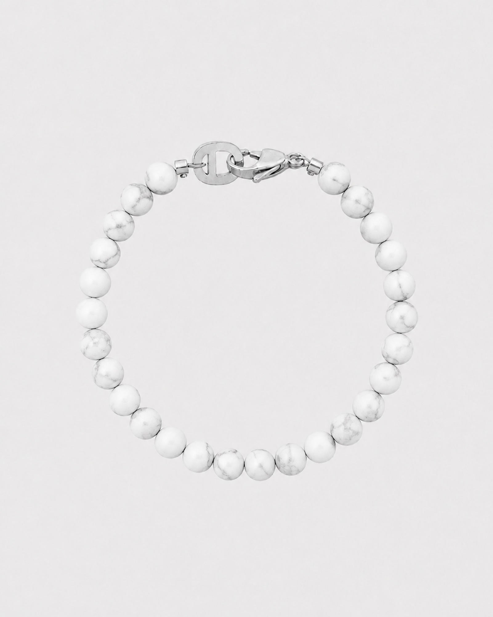 Silver Howlite Bracelet 6mm - Natural Stone Bracelet - Dicci