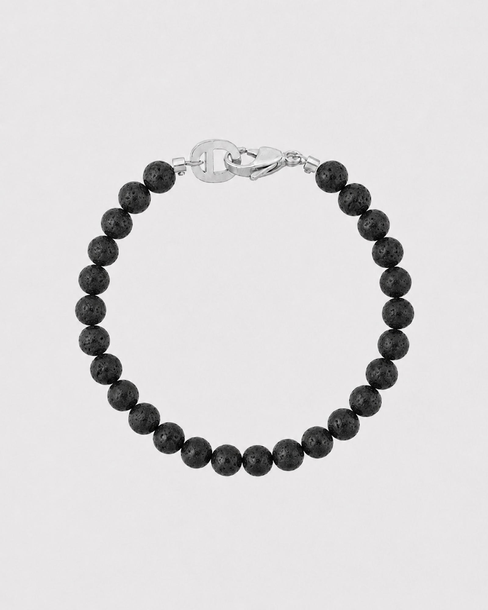 Silver Lava Bracelet 6mm - Natural Stone Bracelet - Dicci