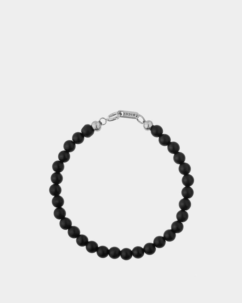 Silver Matte Black Onyx Bracelet 6mm