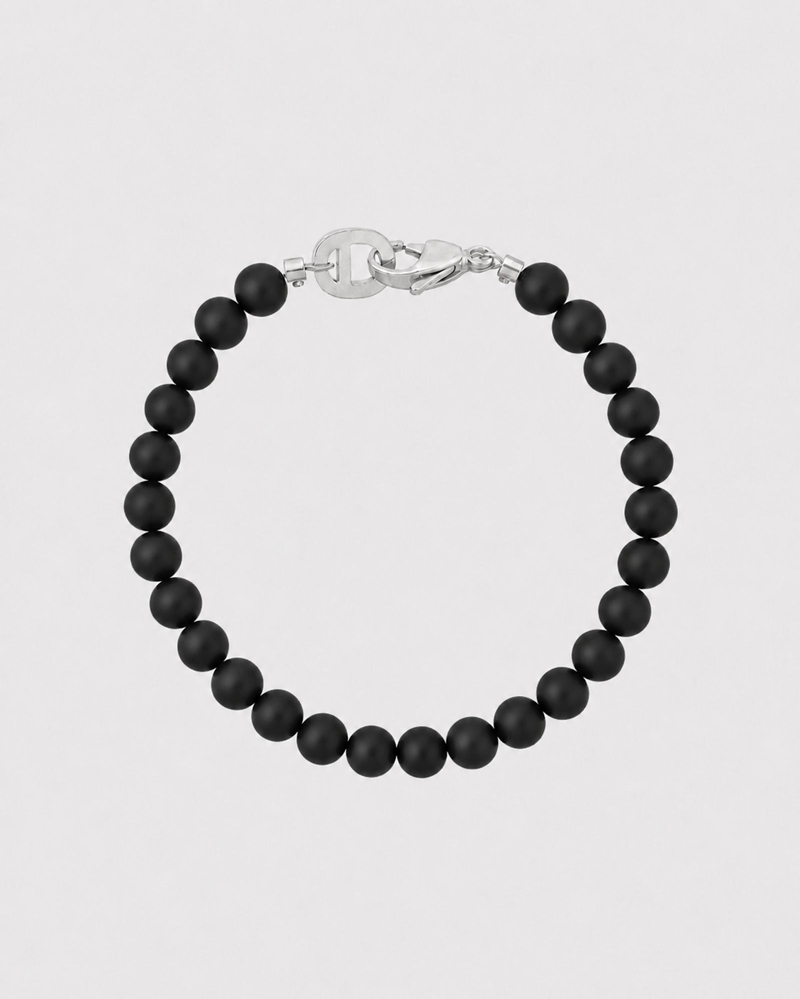 Silver Matte Black Onyx Bracelet 6mm - Natural Stone Bracelet - Dicci