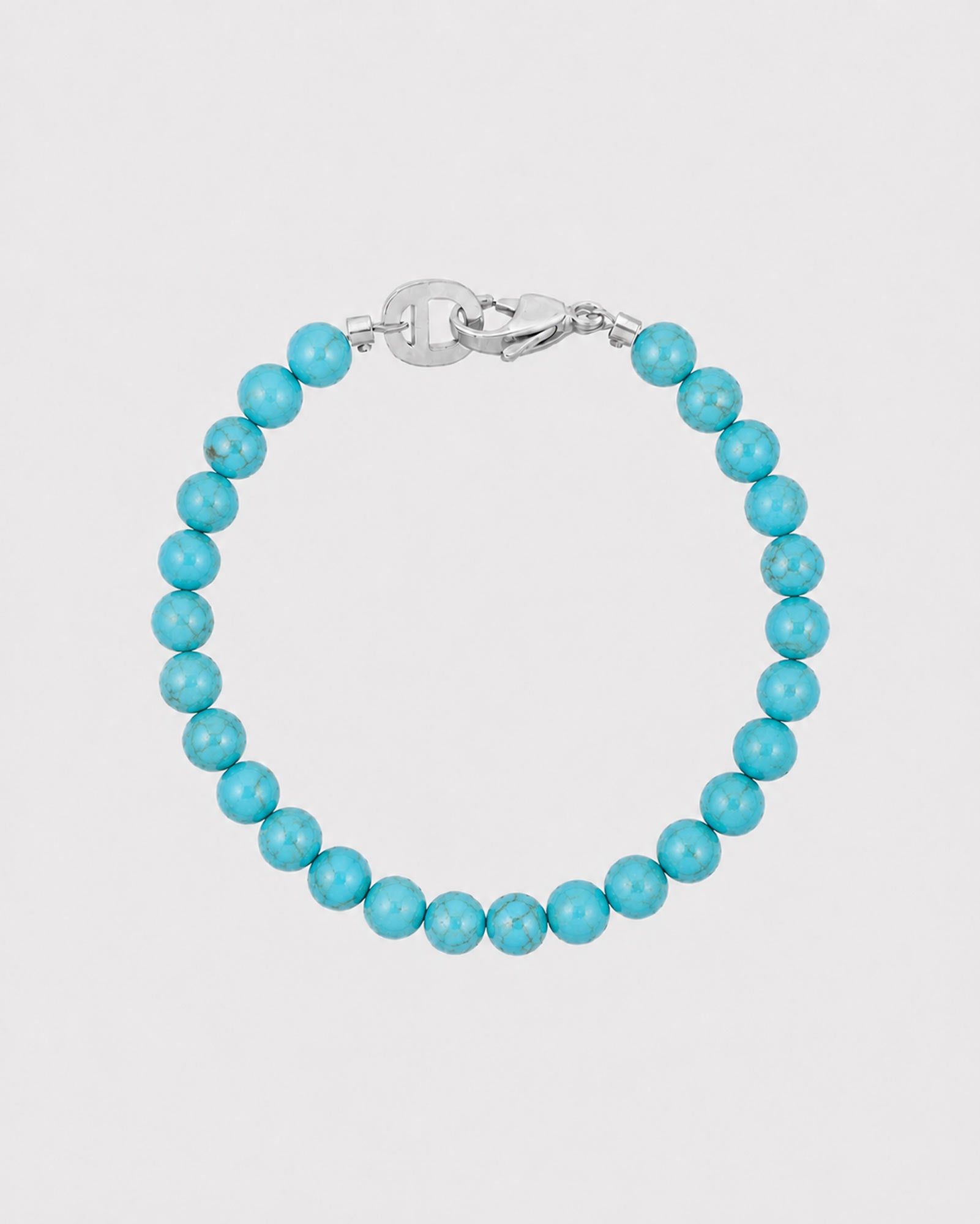 Silver Turquoise Bracelet 6mm - Natural Stone Bracelet - Dicci