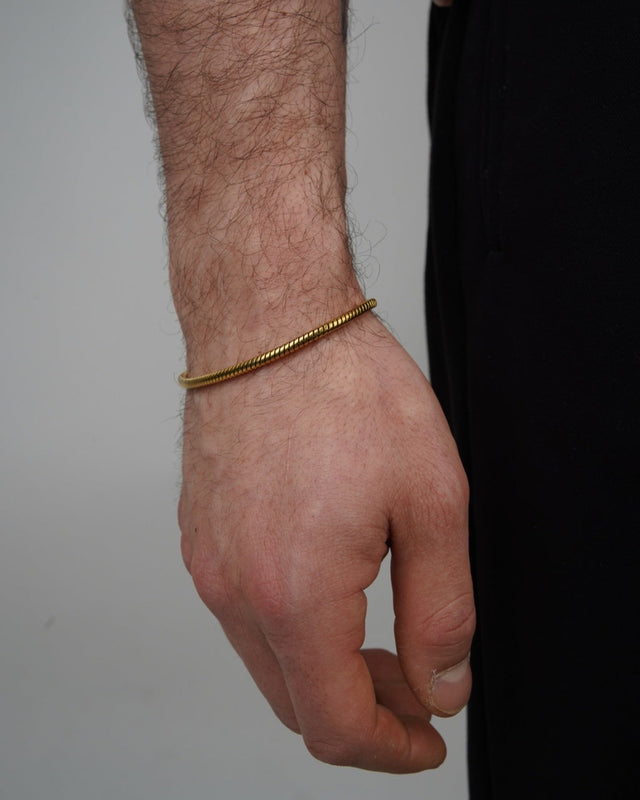 Pulsera de hueso de serpiente dorada de 3 mm - Pulseras de acero inoxidable
