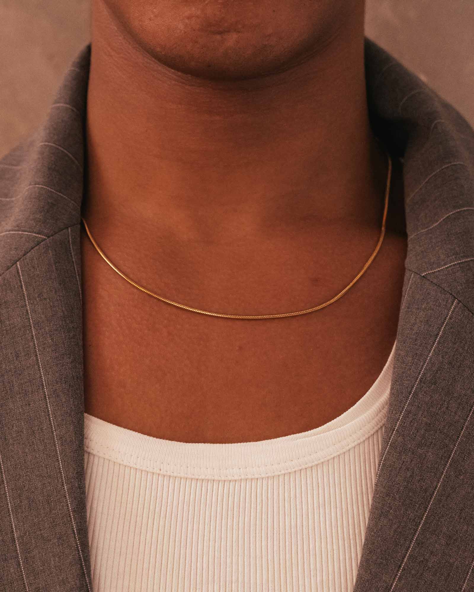 Snake Bone Chain Necklace Golden