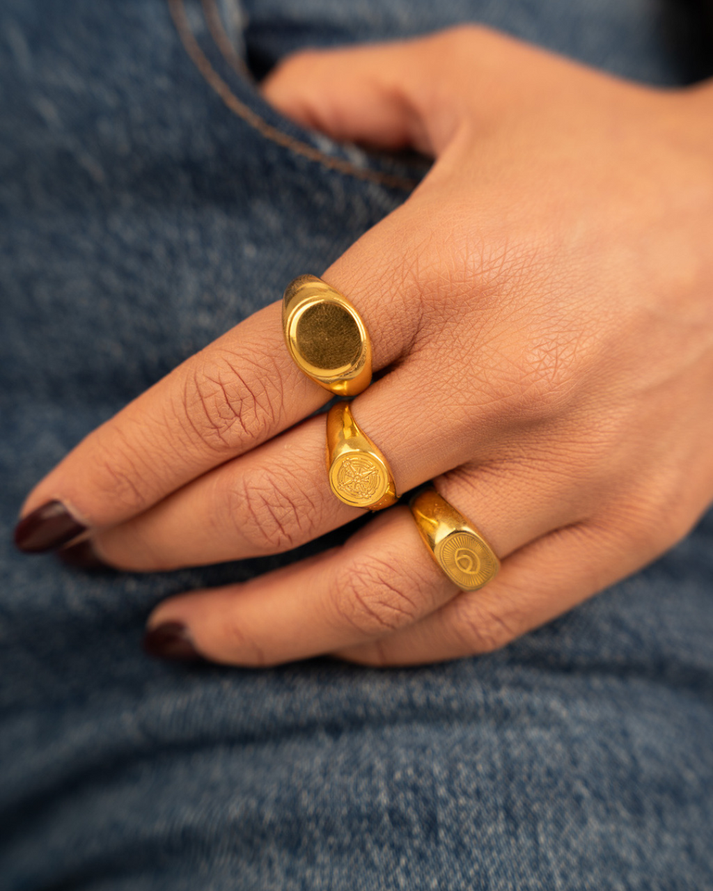 Stainless Steel Gold Sunray Ring - Buy Rings Online - DICCI