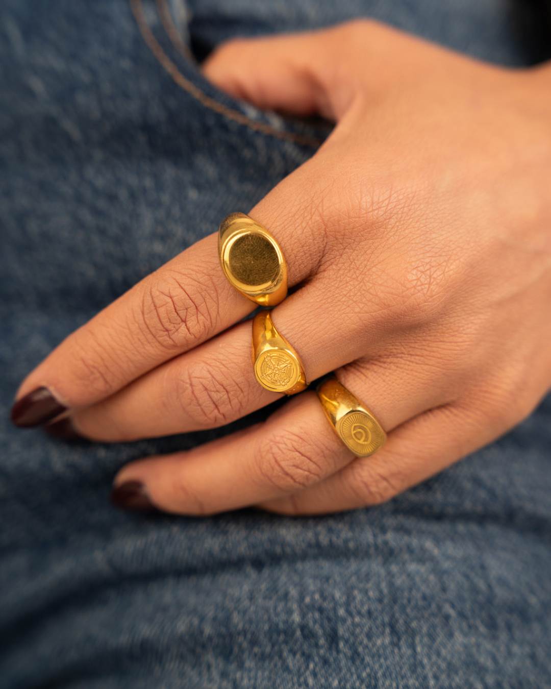 Stainless Steel Gold Sunray Ring - Buy Rings Online - DICCI