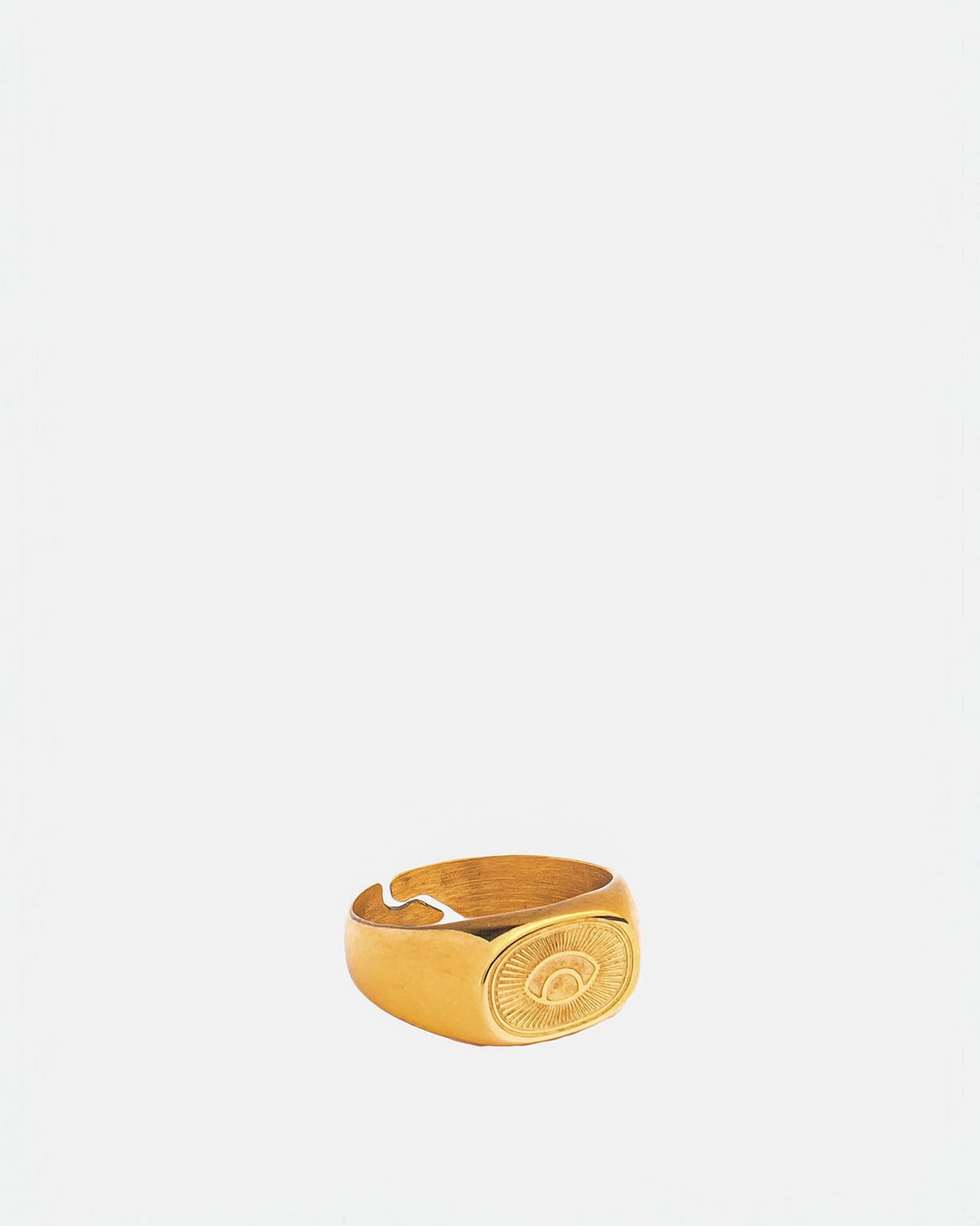 Stainless Steel Golden Sunray Ring worn on hand